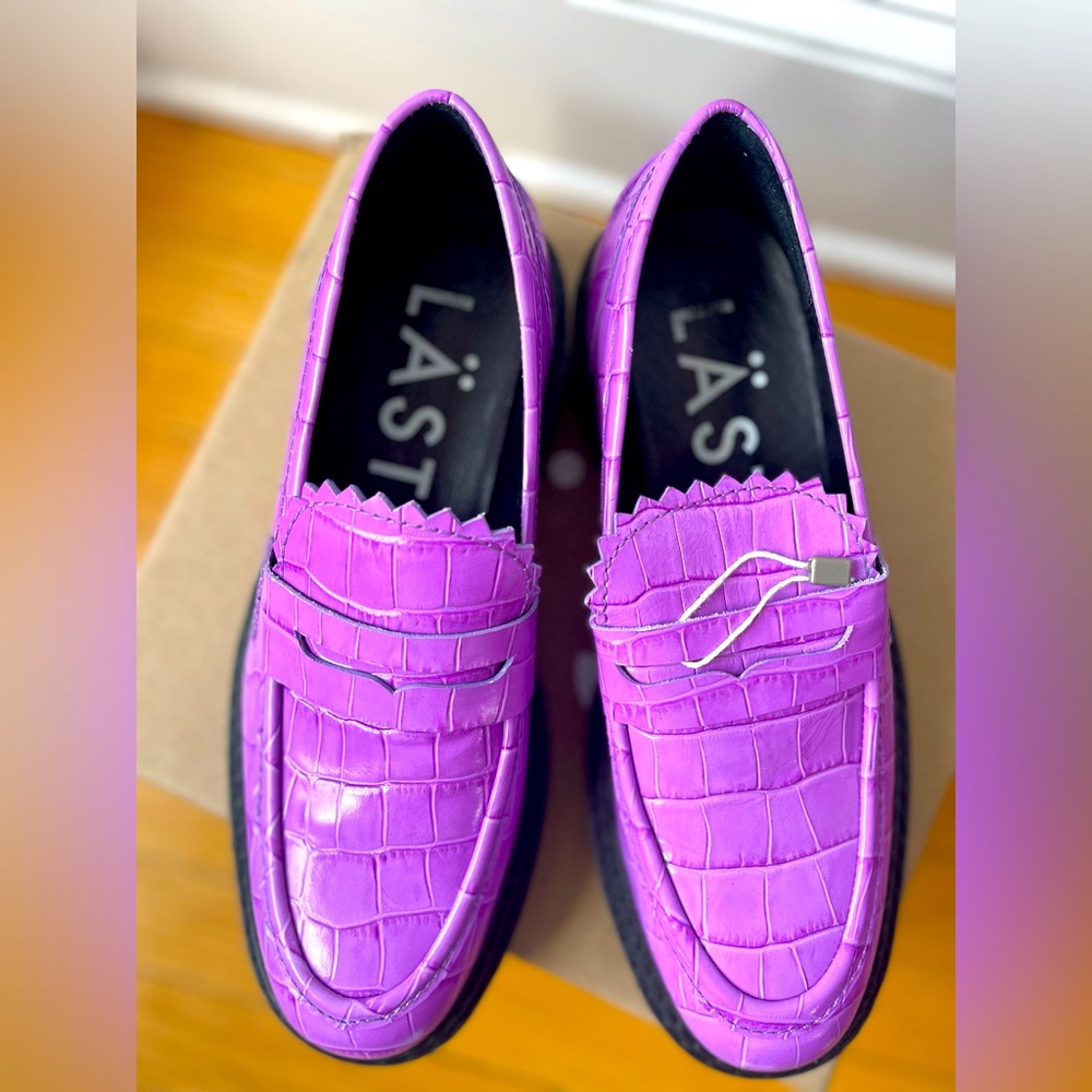 LÄST Copenhagen purple croc Leather Loafers EU40 new in box NIB lavender croco